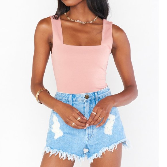Show Me Your MuMu Tops - Show Me Your Mumu Dory Bodysuit in Dusty Pink Size Small
